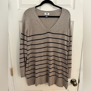 Old Navy Plus Striped Sweater Sz.2x Taupe with Black stripes